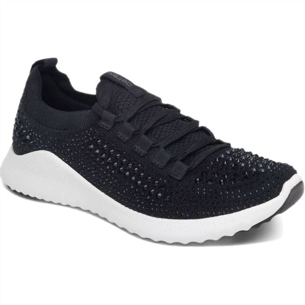 NEW AETREX women's carly sneaker in black sparkle